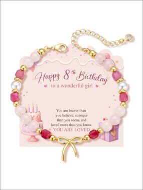 Turandoss 8th Birthday Bracelet 14K Gold Plated Link Chain Gift for Girls